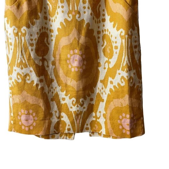 J. Crew Ochre Ikat Linen Print Pencil Skirt Size 2 - Picture 10 of 12